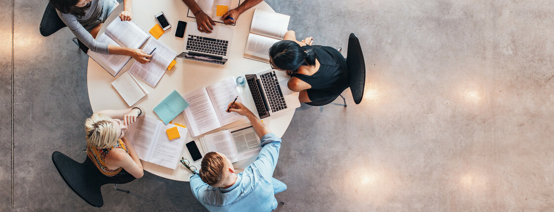 University students doing group study