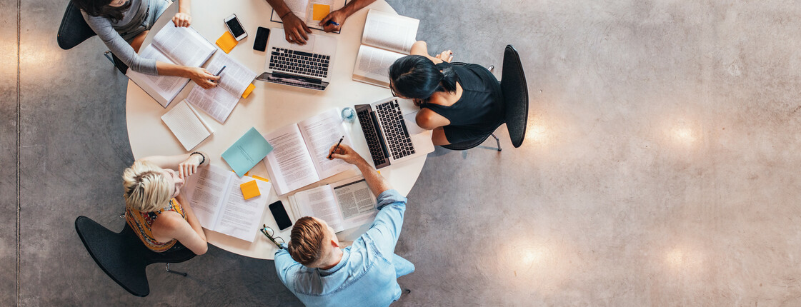 University students doing group study