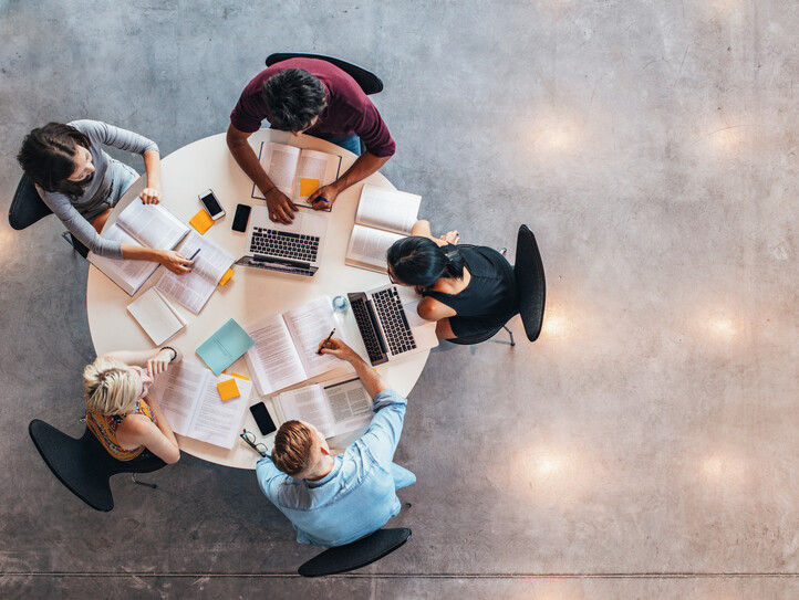 University students doing group study